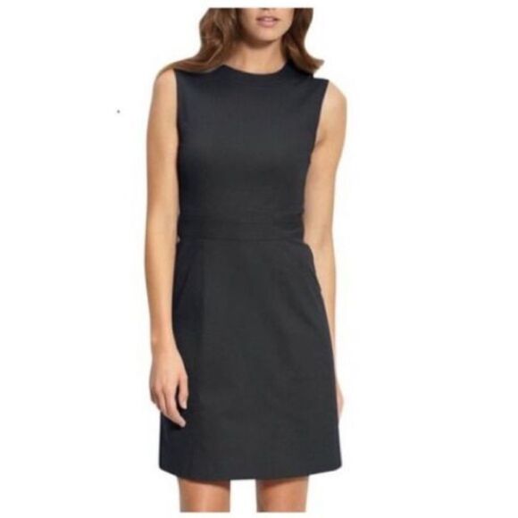 Theory Womens 6 Bow Waist Sheath Dress Solid Black Classy Sophisticated Cocktail - Picture 1 of 8